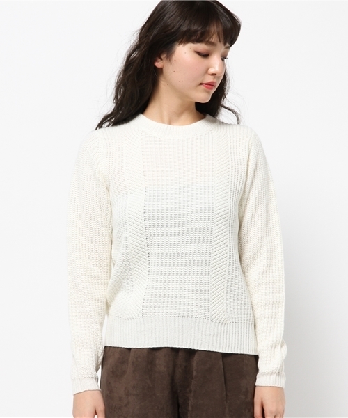 MOUSSY（マウジー）の「PATTERN STITCH KNIT TOPS2（ニット/セーター・レディース・ブラック/キャメル/オフホワイト・FREE）」の4枚目の写真