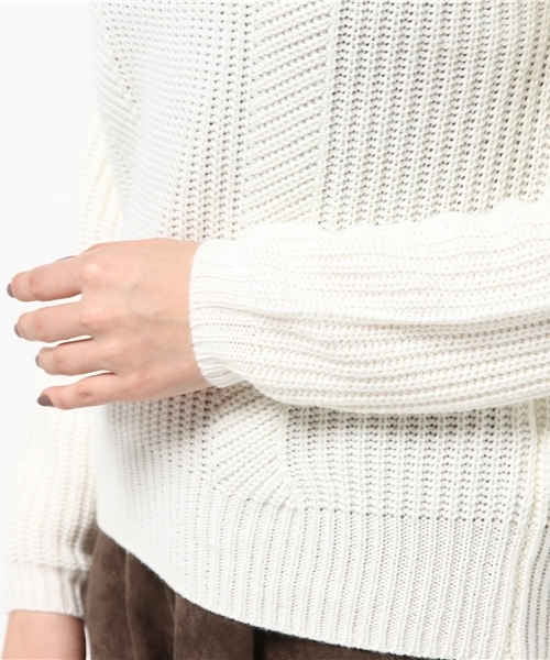 MOUSSY（マウジー）の「PATTERN STITCH KNIT TOPS2（ニット/セーター・レディース・ブラック/キャメル/オフホワイト・FREE）」の9枚目の写真