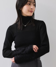 VIS | フェザー切り替えスリーブシアータートルニット(ニット/セーター)
