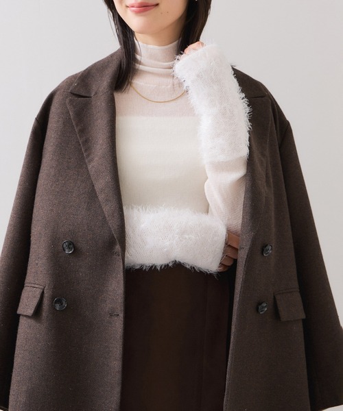 VIS（ビス）の「フェザー切り替えスリーブシアータートルニット（ニット/セーター・レディース・キナリ/ホワイト/ブラック・FREE）」の10枚目の写真