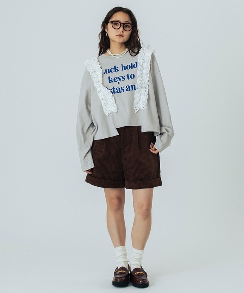 ROSE BUD(ローズバッド)の「LACE ACCENT L/S TOP(Tシャツ/カットソー・レディース・チャコールグレー/ホワイト/ライトグレー・ONE SIZE)」の22枚目の写真