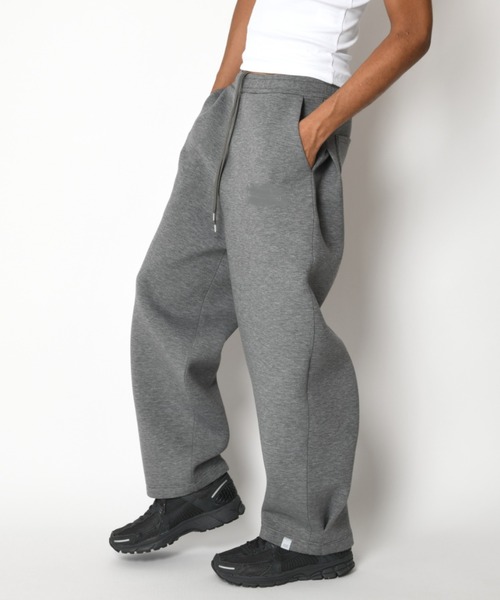 無地タックワイドパンツ/Double-knit Side-tuck Wide Pants （無地