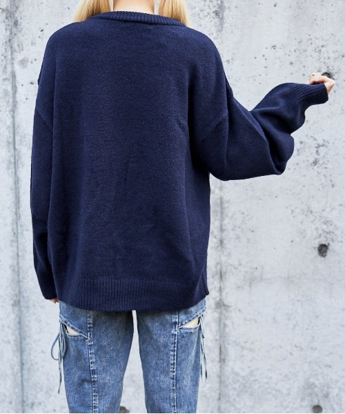 セール】《ドッグプリント×ロゴ》レディース ニットプルオーバー