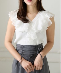 LANTINAM（ランティナム）の「Organdy Frill Knit（ニット/セーター）」