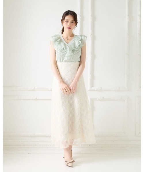 LANTINAM（ランティナム）の「Organdy Frill Knit（ニット/セーター・レディース・ホワイト/ミント・FREE）」の5枚目の写真