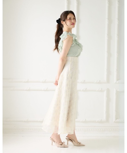 LANTINAM（ランティナム）の「Organdy Frill Knit（ニット/セーター・レディース・ホワイト/ミント・FREE）」の6枚目の写真