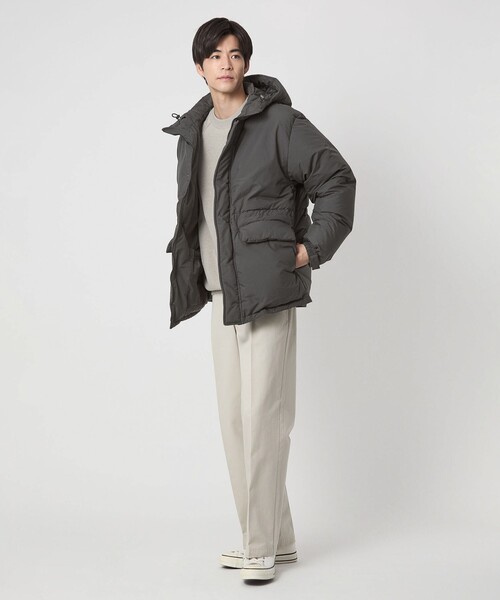 green label relaxing（グリーンレーベルリラクシング）の「DICROS フード ダウン ブルゾン -撥水-（ダウンジャケット/コート・メンズ・ダークグレー/ダークブラウン・S/M/L/XL）」の4枚目の写真