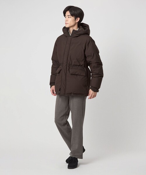 green label relaxing（グリーンレーベルリラクシング）の「DICROS フード ダウン ブルゾン -撥水-（ダウンジャケット/コート・メンズ・ダークグレー/ダークブラウン・S/M/L/XL）」の5枚目の写真
