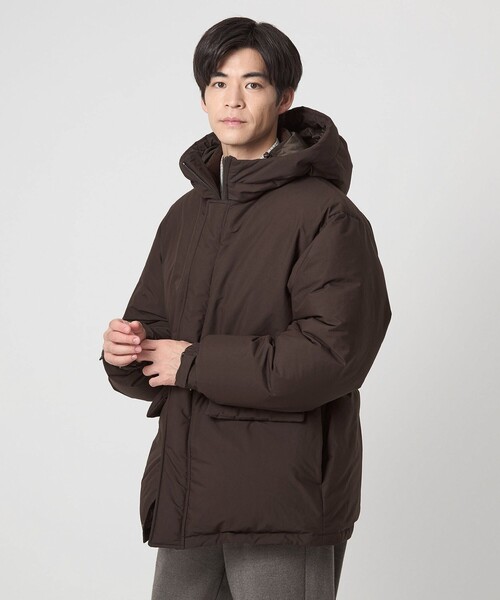 green label relaxing（グリーンレーベルリラクシング）の「DICROS フード ダウン ブルゾン -撥水-（ダウンジャケット/コート・メンズ・ダークグレー/ダークブラウン・S/M/L/XL）」の6枚目の写真