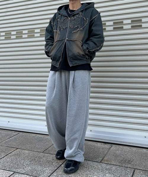 NYLAUS（ナイラス）の「【Nylaus】ヘビーウェイト ツータックワイドスウェットパンツ ワイドパンツ（スウェットパンツ・メンズ・ブラック/グレー・L/M）」の13枚目の写真