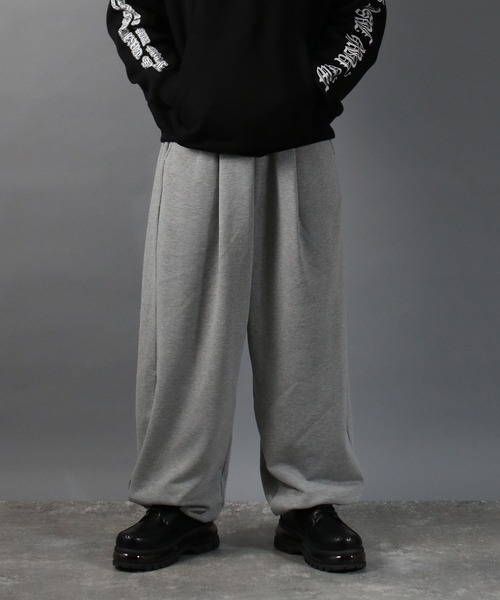 NYLAUS（ナイラス）の「【Nylaus】ヘビーウェイト ツータックワイドスウェットパンツ ワイドパンツ（スウェットパンツ・メンズ・ブラック/グレー・L/M）」の8枚目の写真