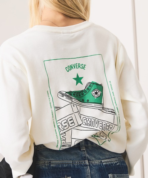 CONVERSE(コンバース)の「【CONVERSE/コンバース】スムスシューズグラフィックロンT(Tシャツ/カットソー・レディース・オフホワイト/ブラック・LARGE/MEDIUM)」の11枚目の写真