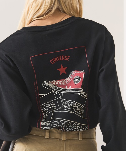 CONVERSE(コンバース)の「【CONVERSE/コンバース】スムスシューズグラフィックロンT(Tシャツ/カットソー・レディース・オフホワイト/ブラック・LARGE/MEDIUM)」の3枚目の写真