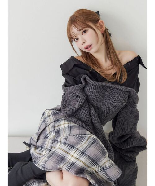 EATME（イートミー）の「ニットドッキングシャツ（シャツ/ブラウス・レディース・ブラック/アイボリー/グレー・FREE）」の9枚目の写真