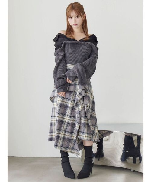 EATME（イートミー）の「ニットドッキングシャツ（シャツ/ブラウス・レディース・ブラック/アイボリー/グレー・FREE）」の14枚目の写真