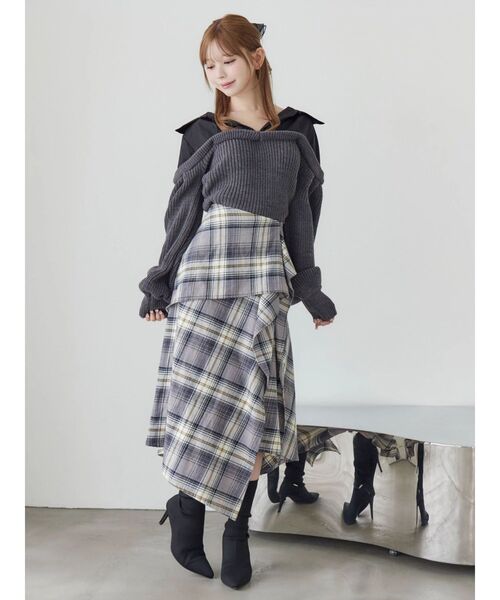 EATME（イートミー）の「ニットドッキングシャツ（シャツ/ブラウス・レディース・ブラック/アイボリー/グレー・FREE）」の16枚目の写真