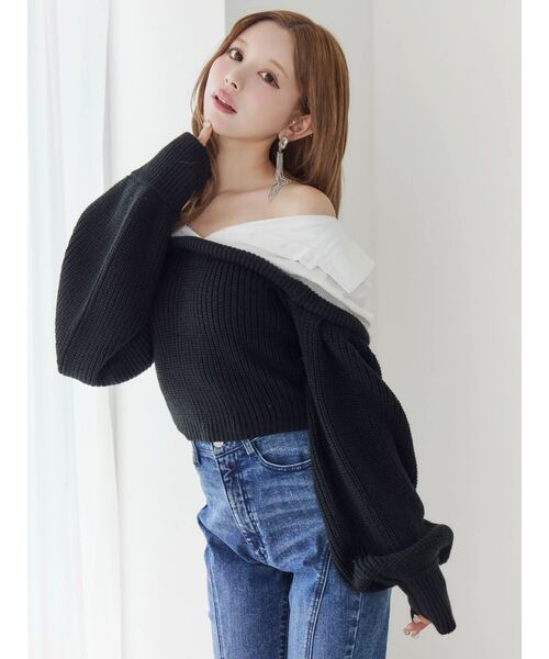 EATME（イートミー）の「ニットドッキングシャツ（シャツ/ブラウス・レディース・ブラック/アイボリー/グレー・FREE）」の19枚目の写真