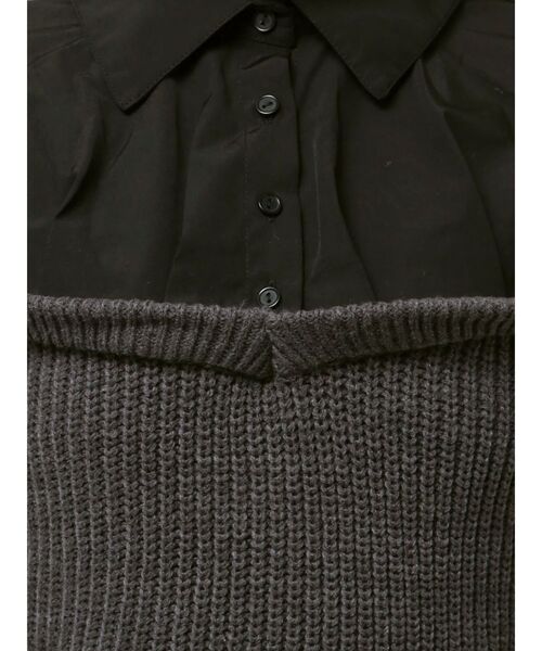 EATME（イートミー）の「ニットドッキングシャツ（シャツ/ブラウス・レディース・ブラック/アイボリー/グレー・FREE）」の4枚目の写真