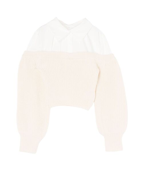 EATME（イートミー）の「ニットドッキングシャツ（シャツ/ブラウス・レディース・ブラック/アイボリー/グレー・FREE）」の6枚目の写真