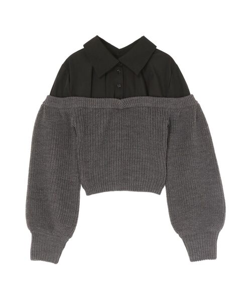 EATME（イートミー）の「ニットドッキングシャツ（シャツ/ブラウス・レディース・ブラック/アイボリー/グレー・FREE）」の7枚目の写真