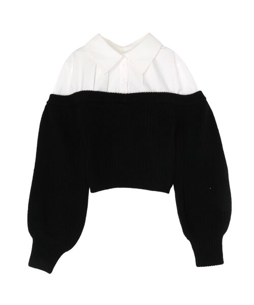 EATME（イートミー）の「ニットドッキングシャツ（シャツ/ブラウス・レディース・ブラック/アイボリー/グレー・FREE）」の8枚目の写真