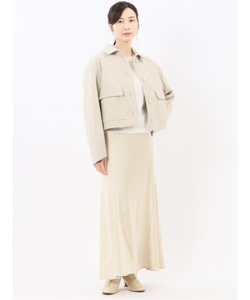 m.f.editorial(エムエフエディトリアル)の「【衿付き ボタン】タカキュー レディース 起毛 ショート ブルゾン(ブルゾン・レディース・ライトグレー/ベージュ/ネイビー・LARGE/MEDIUM)」の13枚目の写真
