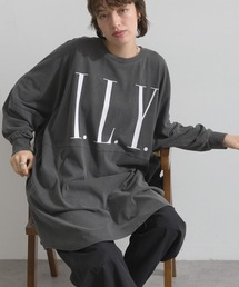 ピグメントOE天竺 ロゴプリント チュニック ILY ビッグ Tシャツ ロンT