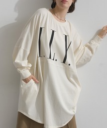 ピグメントOE天竺 ロゴプリント チュニック ILY ビッグ Tシャツ ロンT