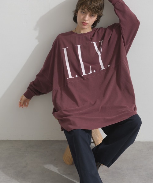 enhaut(アンオート)の「ピグメントOE天竺 ロゴプリント チュニック ILY ビッグ Tシャツ ロンT(Tシャツ/カットソー・レディース・アイボリー/グレイッシュベージュ/チャコールグレー/バーガンディー・FREE)」の20枚目の写真