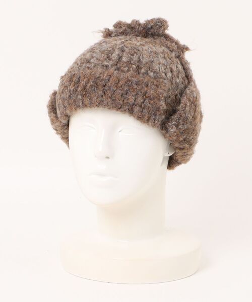 BARELY BLUE（ベアリーブルー）の「【 BARELY BLUE / ベアリーブルー 】 ミックスニット フライトキャップ（ニットキャップ/ビーニー・レディース・チャコールグレー/ブラウン/ライトグレー・FREE）」の6枚目の写真