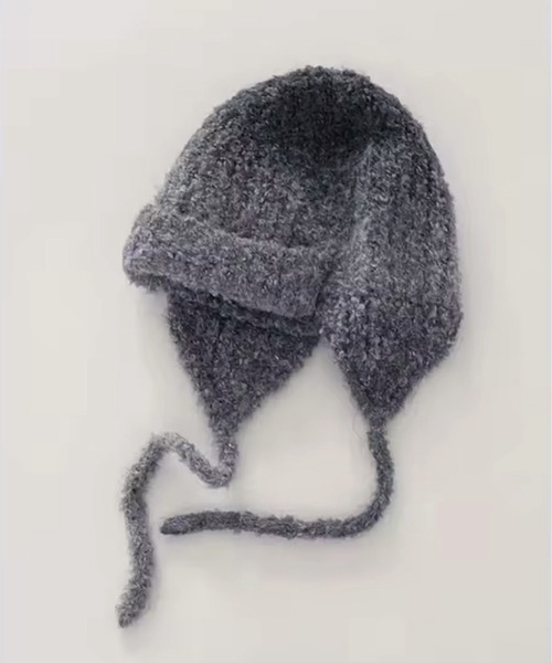 BARELY BLUE（ベアリーブルー）の「【 BARELY BLUE / ベアリーブルー 】 ミックスニット フライトキャップ（ニットキャップ/ビーニー・レディース・チャコールグレー/ブラウン/ライトグレー・FREE）」の5枚目の写真