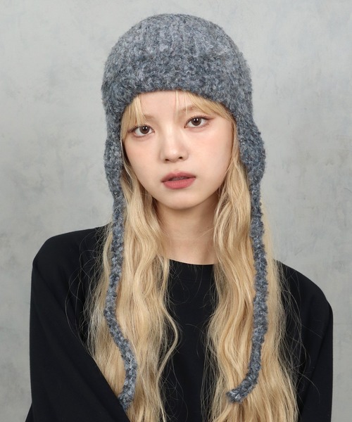 BARELY BLUE（ベアリーブルー）の「【 BARELY BLUE / ベアリーブルー 】 ミックスニット フライトキャップ（ニットキャップ/ビーニー・レディース・チャコールグレー/ブラウン/ライトグレー・FREE）」の20枚目の写真