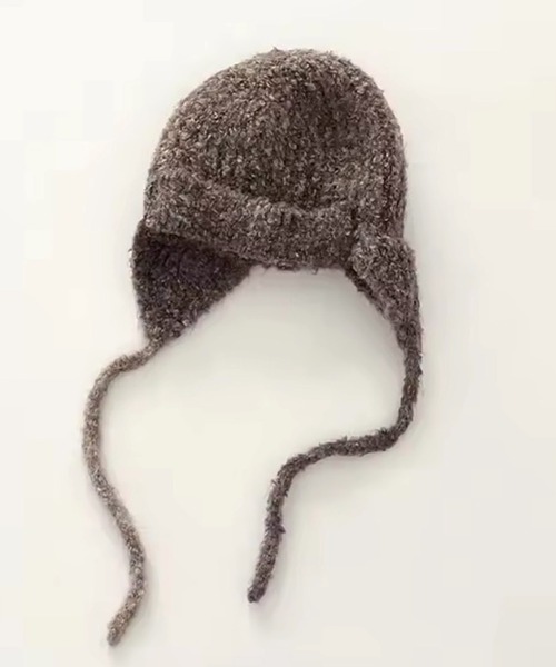 BARELY BLUE（ベアリーブルー）の「【 BARELY BLUE / ベアリーブルー 】 ミックスニット フライトキャップ（ニットキャップ/ビーニー・レディース・チャコールグレー/ブラウン/ライトグレー・FREE）」の14枚目の写真