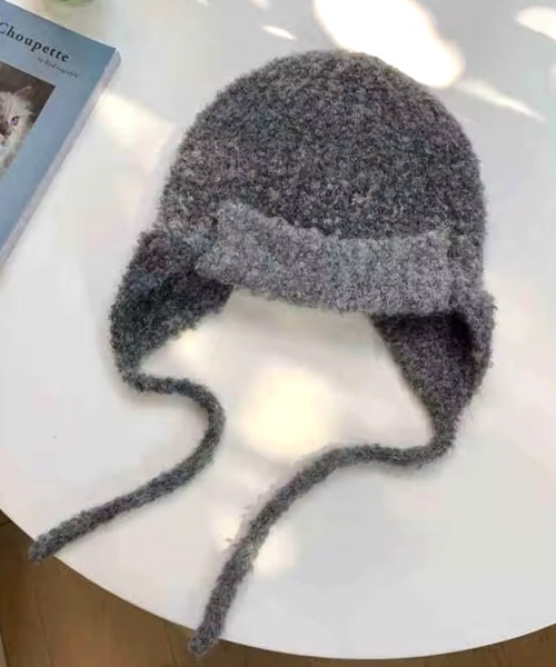 BARELY BLUE（ベアリーブルー）の「【 BARELY BLUE / ベアリーブルー 】 ミックスニット フライトキャップ（ニットキャップ/ビーニー・レディース・チャコールグレー/ブラウン/ライトグレー・FREE）」の12枚目の写真