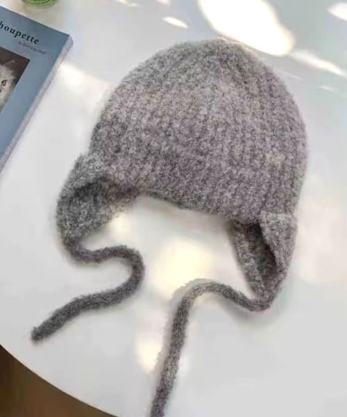 BARELY BLUE（ベアリーブルー）の「【 BARELY BLUE / ベアリーブルー 】 ミックスニット フライトキャップ（ニットキャップ/ビーニー・レディース・チャコールグレー/ブラウン/ライトグレー・FREE）」の11枚目の写真