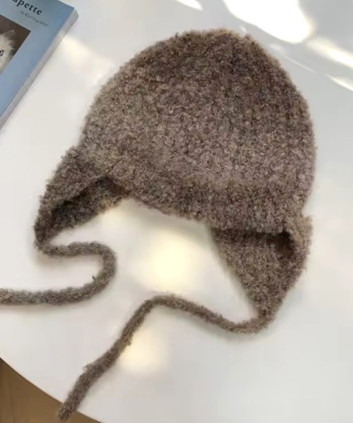 BARELY BLUE（ベアリーブルー）の「【 BARELY BLUE / ベアリーブルー 】 ミックスニット フライトキャップ（ニットキャップ/ビーニー・レディース・チャコールグレー/ブラウン/ライトグレー・FREE）」の10枚目の写真