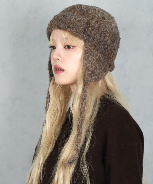 BARELY BLUE（ベアリーブルー）の「【 BARELY BLUE / ベアリーブルー 】 ミックスニット フライトキャップ（ニットキャップ/ビーニー・レディース・チャコールグレー/ブラウン/ライトグレー・FREE）」の22枚目の写真