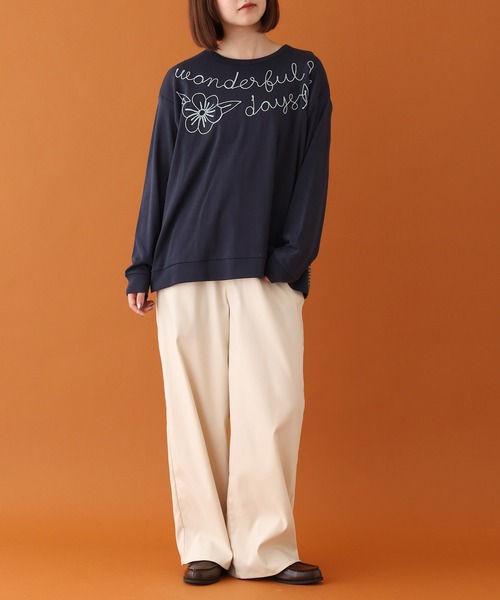 Emago(イマゴ)の「EMAGO ロゴ刺繍切替えプルオーバー 長袖(Tシャツ/カットソー・レディース・モカ/ネイビー/グレー・FREE)」の12枚目の写真