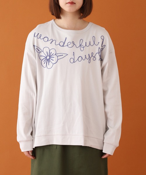 Emago(イマゴ)の「EMAGO ロゴ刺繍切替えプルオーバー 長袖(Tシャツ/カットソー・レディース・モカ/ネイビー/グレー・FREE)」の20枚目の写真