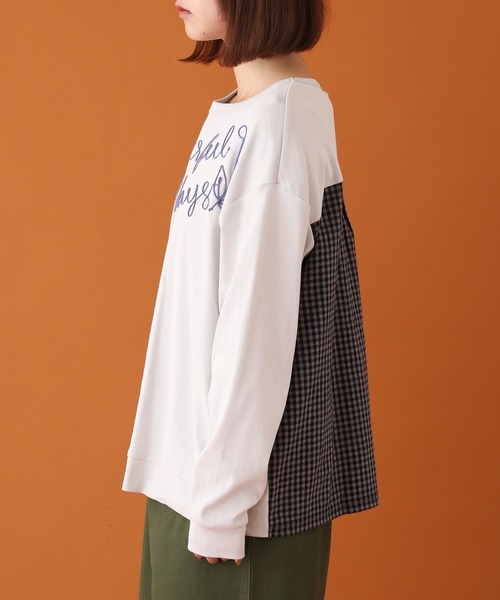 Emago(イマゴ)の「EMAGO ロゴ刺繍切替えプルオーバー 長袖(Tシャツ/カットソー・レディース・モカ/ネイビー/グレー・FREE)」の21枚目の写真