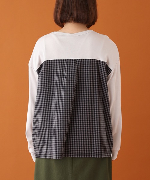 Emago(イマゴ)の「EMAGO ロゴ刺繍切替えプルオーバー 長袖(Tシャツ/カットソー・レディース・モカ/ネイビー/グレー・FREE)」の22枚目の写真