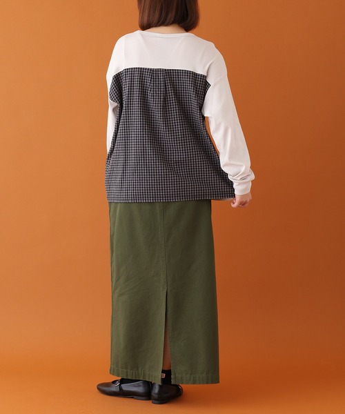 Emago(イマゴ)の「EMAGO ロゴ刺繍切替えプルオーバー 長袖(Tシャツ/カットソー・レディース・モカ/ネイビー/グレー・FREE)」の19枚目の写真