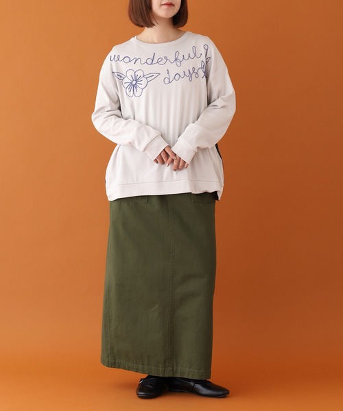 Emago(イマゴ)の「EMAGO ロゴ刺繍切替えプルオーバー 長袖(Tシャツ/カットソー・レディース・モカ/ネイビー/グレー・FREE)」の18枚目の写真