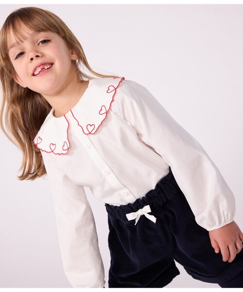 PETIT BATEAU(プチバトー)の「長袖ブラウス(シャツ/ブラウス・キッズ・ホワイト・5YEAR/4YEAR/3YEAR)」の1枚目の写真
