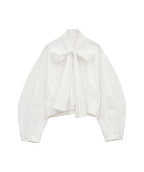 CLANE(クラネ)の「【CLANE/クラネ】RIBBON ZIP SHIRTS/リボンジップシャツ/ブラウス(シャツ/ブラウス・レディース・ホワイト/サックスブルー・1)」の2枚目の写真