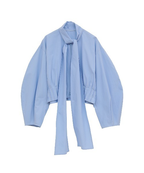 CLANE(クラネ)の「【CLANE/クラネ】RIBBON ZIP SHIRTS/リボンジップシャツ/ブラウス(シャツ/ブラウス・レディース・ホワイト/サックスブルー・1)」の3枚目の写真
