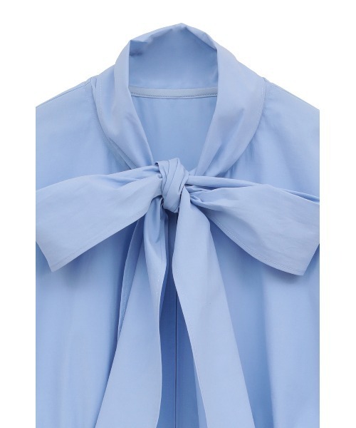 CLANE(クラネ)の「【CLANE/クラネ】RIBBON ZIP SHIRTS/リボンジップシャツ/ブラウス(シャツ/ブラウス・レディース・ホワイト/サックスブルー・1)」の6枚目の写真