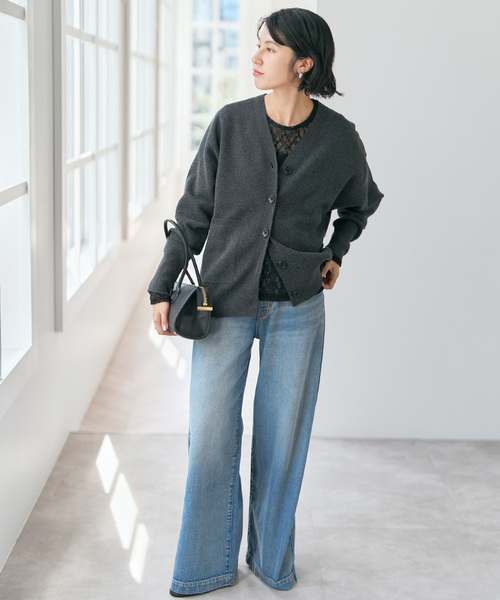 Spick & Span（スピックアンドスパン）の「《追加》ストレッチレースクルーネックプルオーバー（Tシャツ/カットソー・レディース・アイボリー/ブラック・FREE）」の3枚目の写真