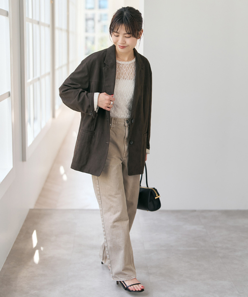 Spick & Span（スピックアンドスパン）の「《追加》ストレッチレースクルーネックプルオーバー（Tシャツ/カットソー・レディース・アイボリー/ブラック・FREE）」の5枚目の写真