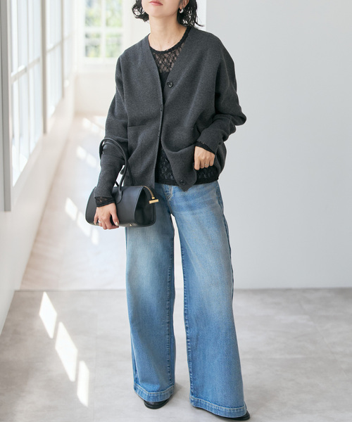 Spick & Span（スピックアンドスパン）の「《追加》ストレッチレースクルーネックプルオーバー（Tシャツ/カットソー・レディース・アイボリー/ブラック・FREE）」の9枚目の写真